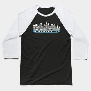 Carolina Football Team All Time Legends, Charlotte City Skyline Baseball T-Shirt
